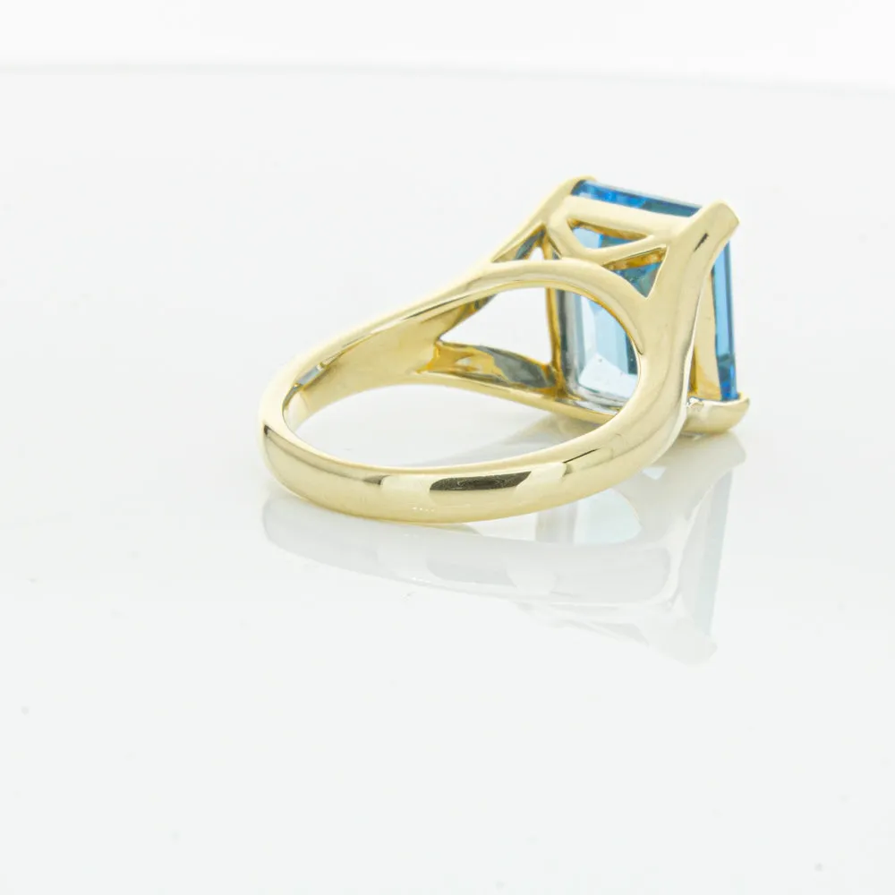 14ct Yellow Gold Blue Topaz Verona Ring