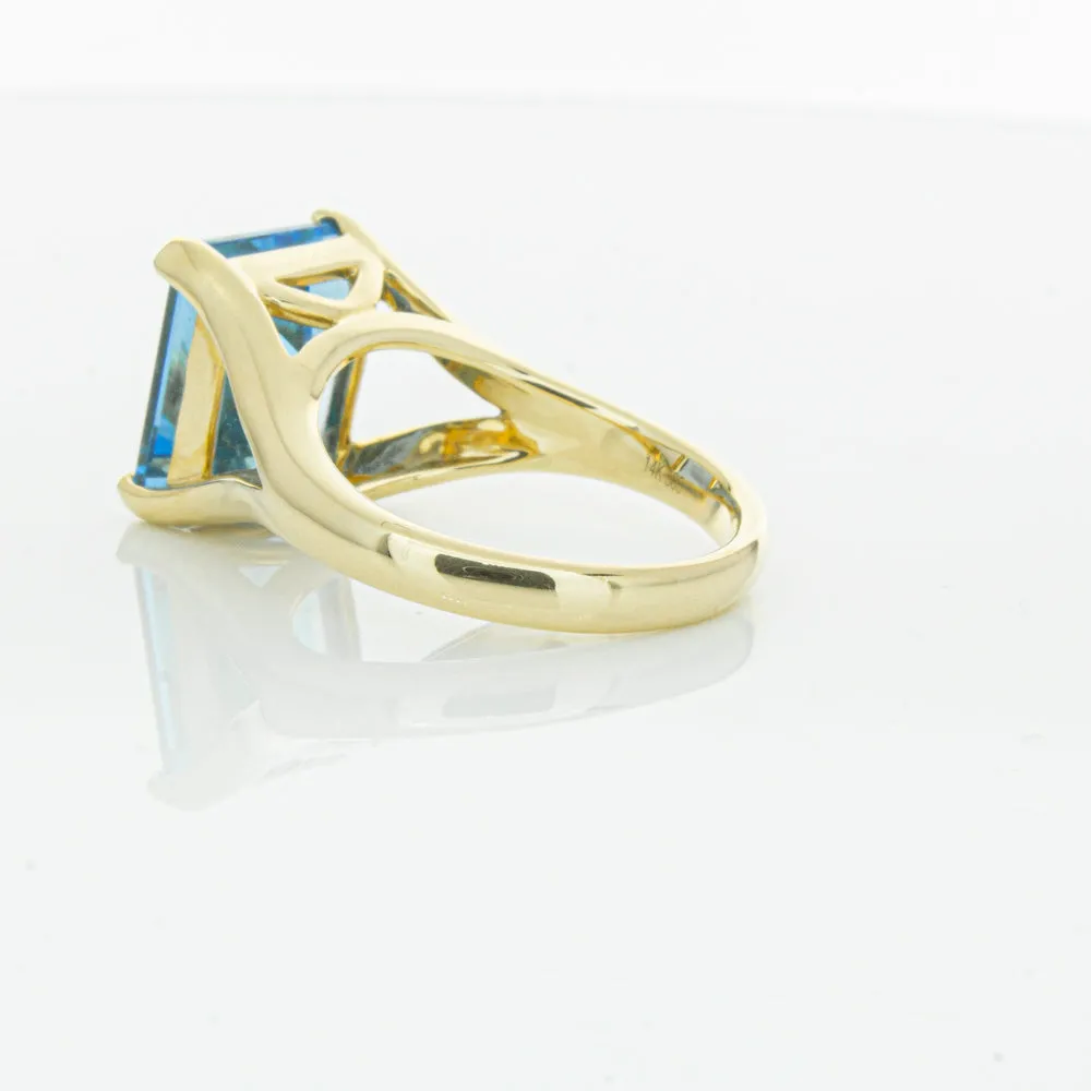 14ct Yellow Gold Blue Topaz Verona Ring