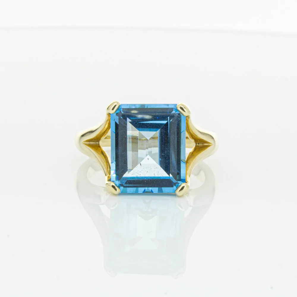 14ct Yellow Gold Blue Topaz Verona Ring