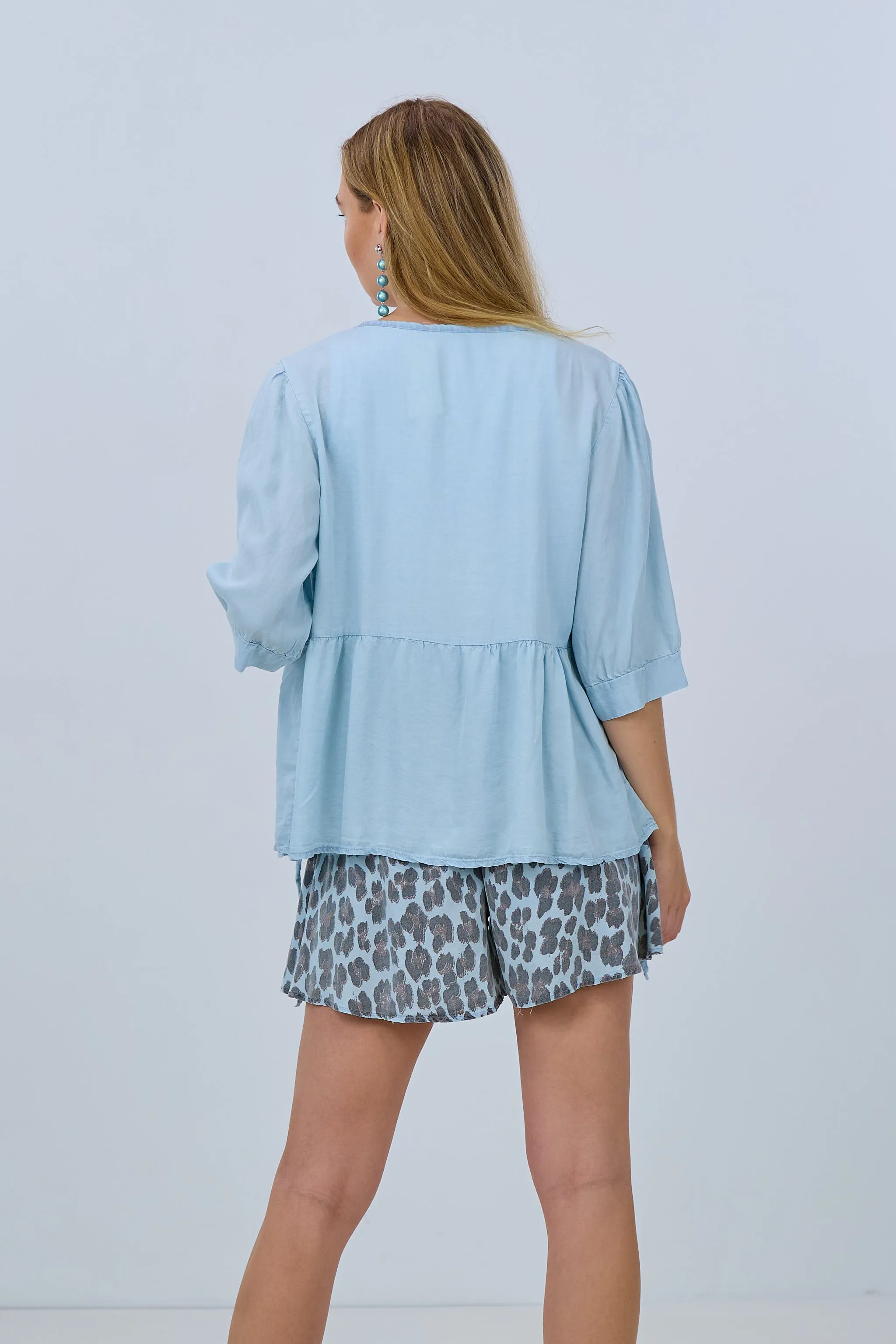Bluse im Jeans-Look, hellblau