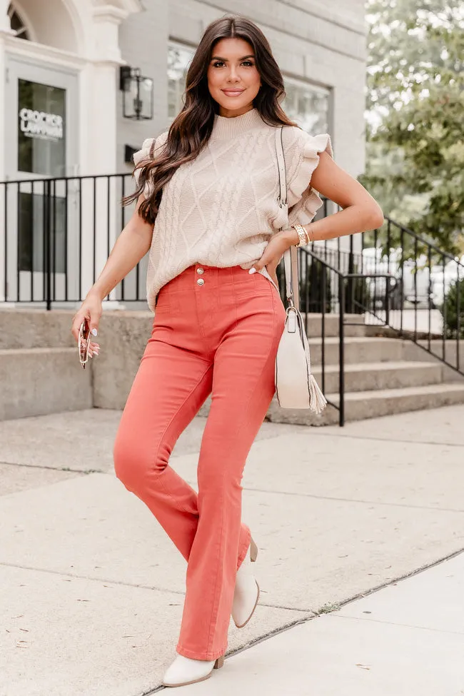 Can't You See Burnt Orange High Waist Flare Jeans FINAL SALE
