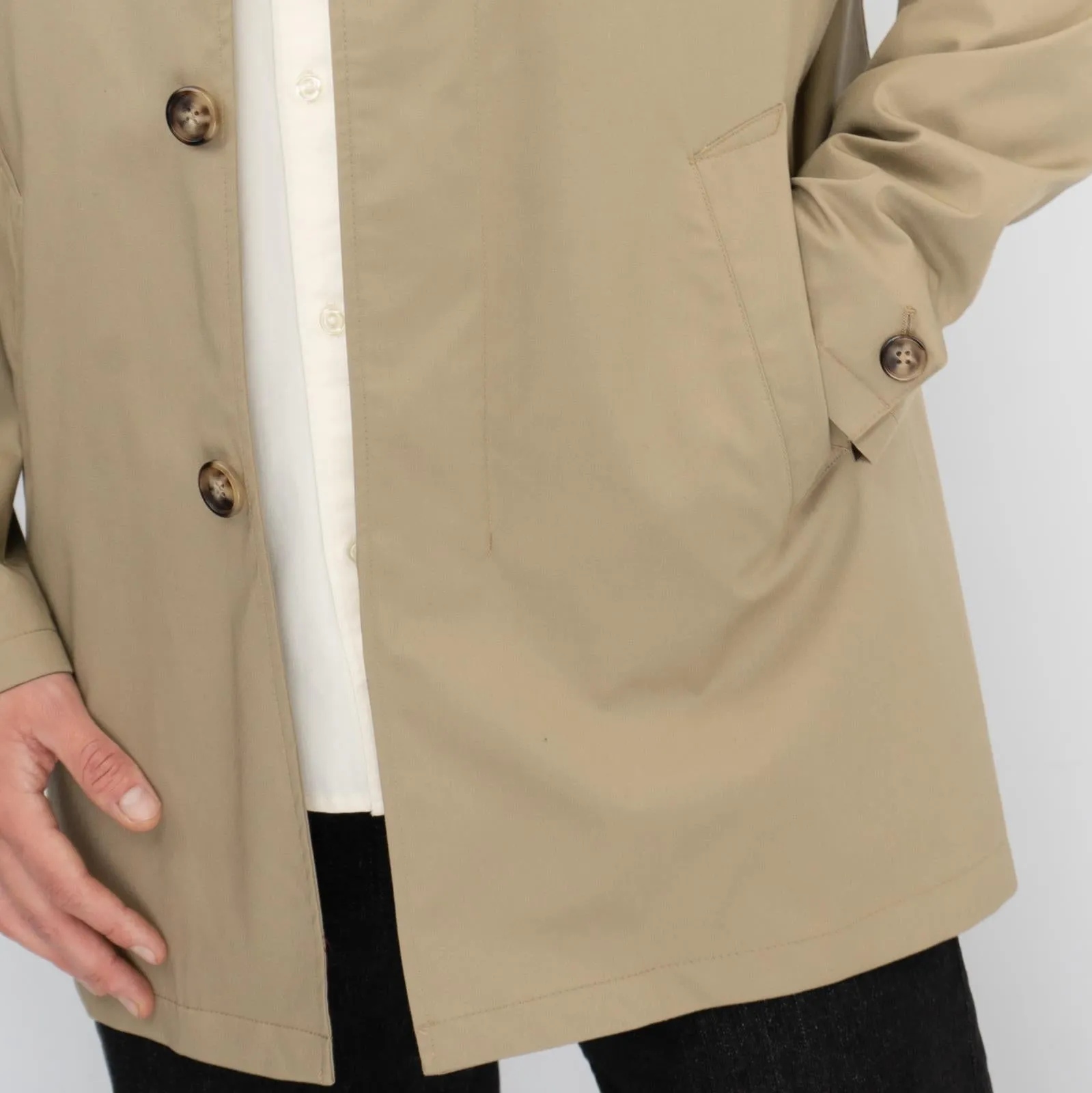 M&S Mens Shirt Collar Mac Raincoat Light Olive