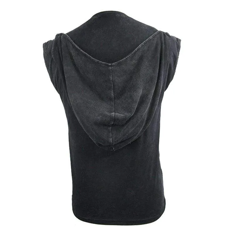 Men's Hooded Sleeveless Punk Top