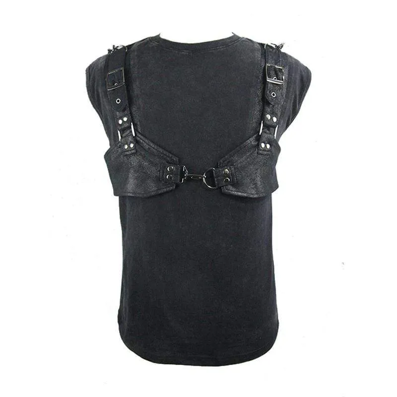 Men's Hooded Sleeveless Punk Top