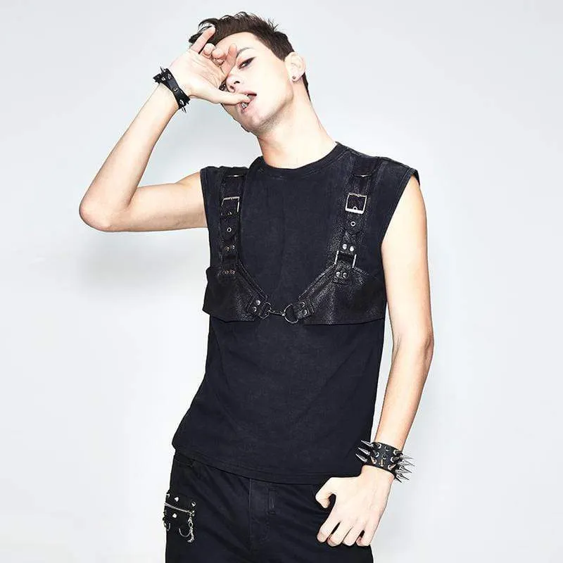 Men's Hooded Sleeveless Punk Top