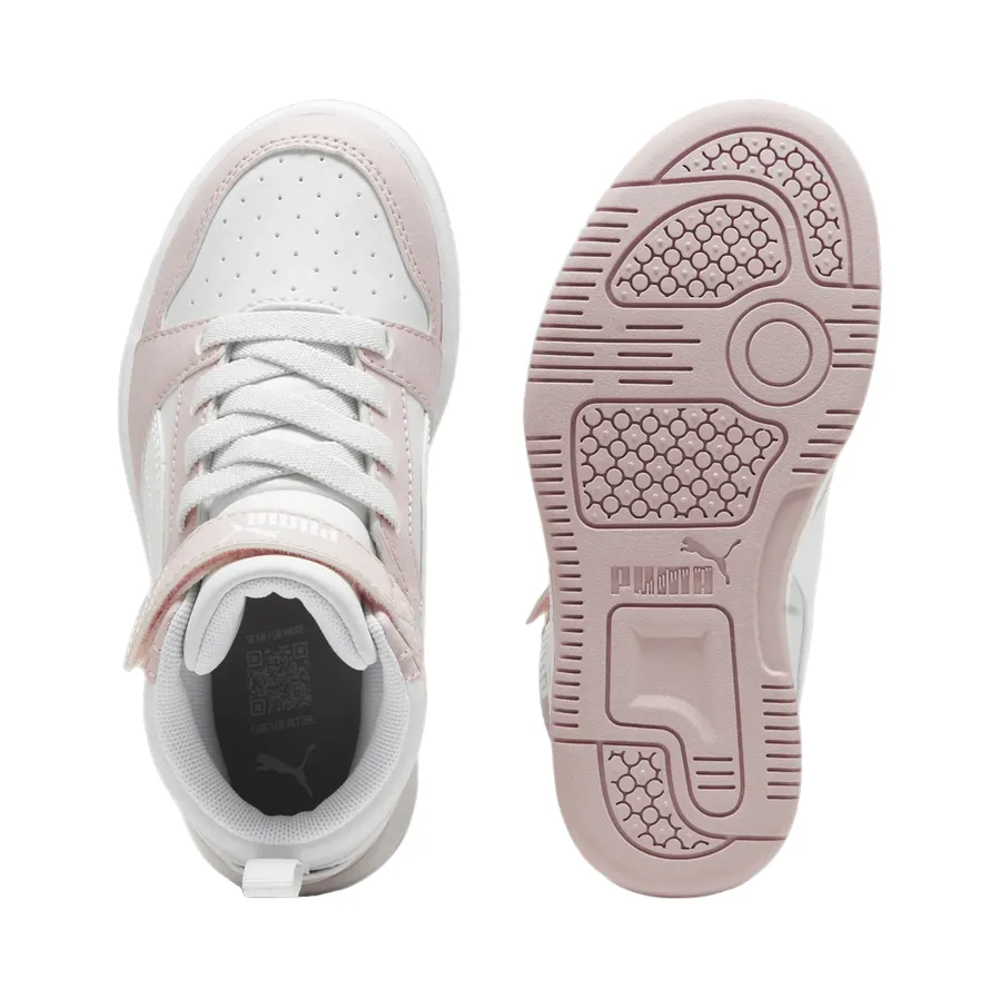 Puma scarpa da ginnastica alta da bambino Rebound V6 Mid 396542-20 malva-bianco
